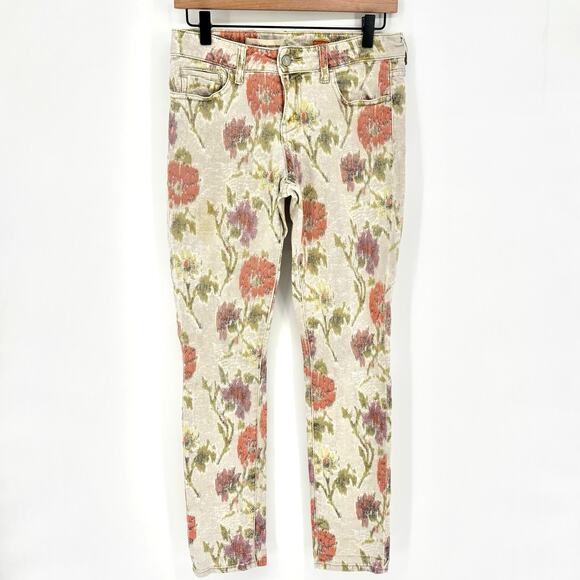 Anthropologie Pilcro Floral Ikat Stet Slim Jeans Size 28 - Picture 3 of 11